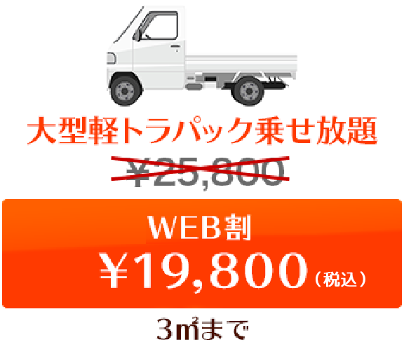 大型軽トラパック乗せ放題　web限定￥19,800